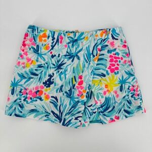 Lilly Pulitzer Skort Size 2‎ Tropical Print Palm Tree Zipper Mini Skirt